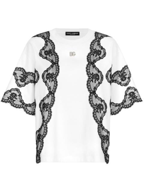Dolce & Gabbana lace-detail short-sleeve T-shirt