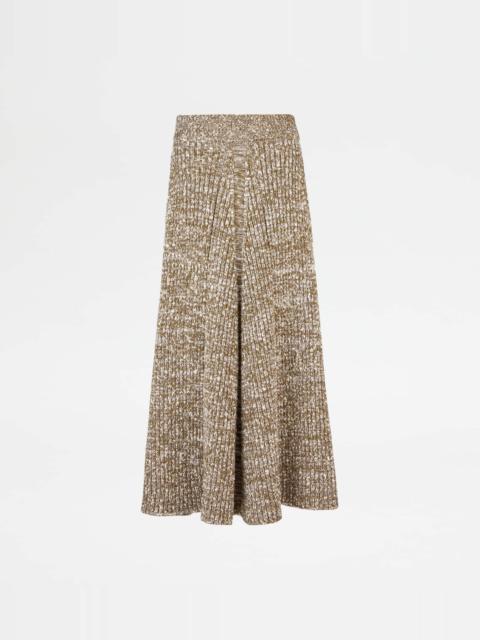Tod's SKIRT IN MOULINÉ KNIT - GREEN