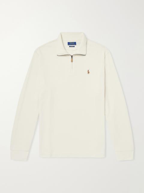 Polo Ralph Lauren Logo-Embroidered Ribbed Cotton Half-Zip Sweater