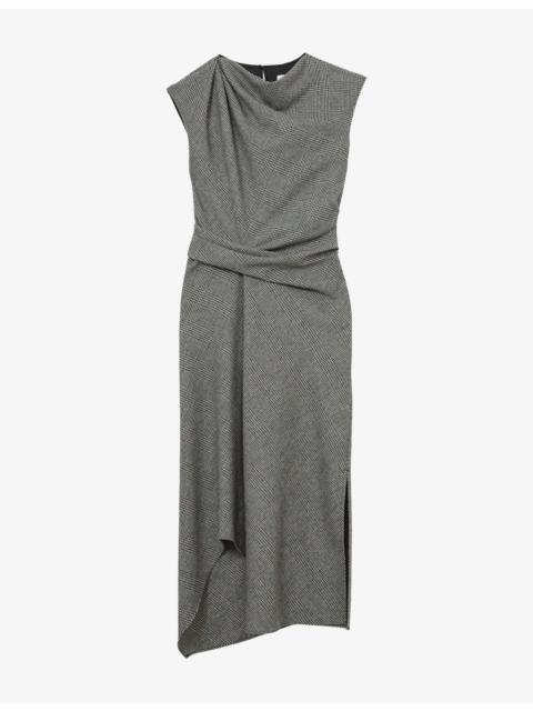 REISS Clara Cinched-Waist Wool-Blend Midi Dress