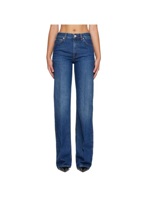 MUGLER Blue Washed Five Pocket Straight Jeans