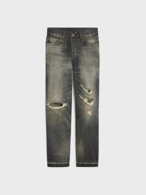 CELINE wesley jeans in black destroyed denim