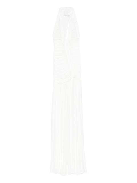 V-neck pleated maxi dress