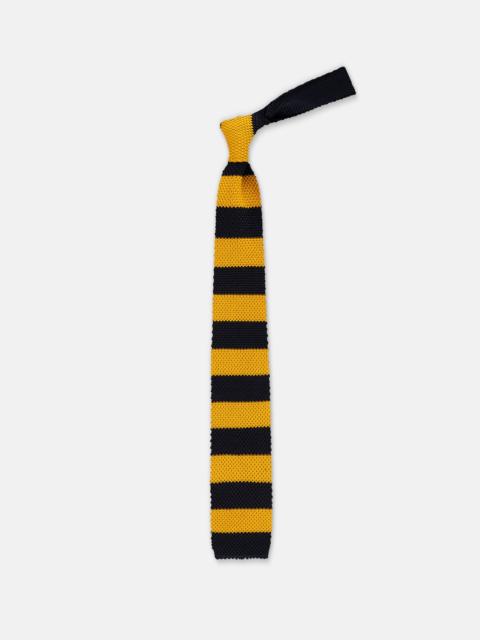 J. PRESS MADE-IN-ITALY NAVY & YELLOW GUARD STRIPE SILK KNIT TIE