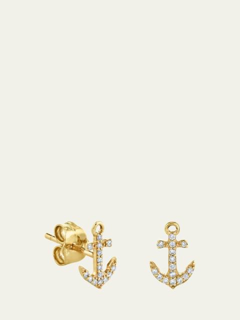 SYDNEY EVAN 14K Yellow Gold Diamond Tiny Anchor Stud Earrings
