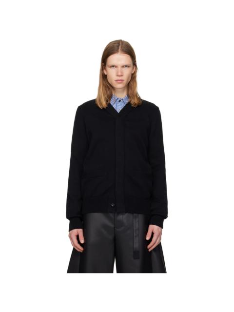 sacai Black Cotton Cashmere Knit Cardigan
