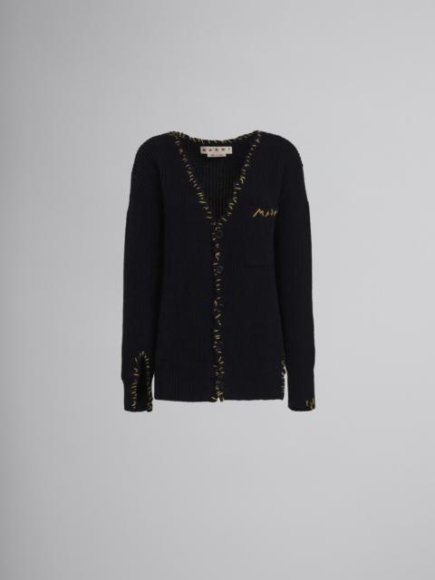 Marni BLACK CARDIGAN WITH RAW-EDGE DETAILING