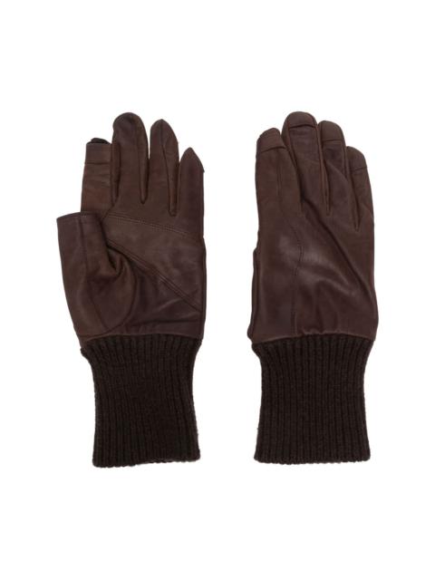 ribbed leather gloves