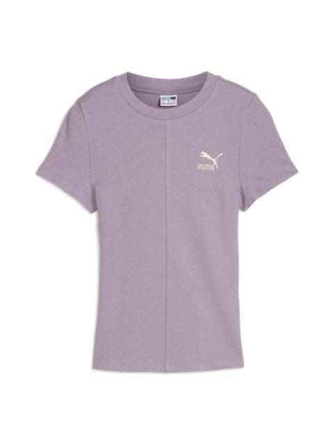 (WMNS) PUMA Classics Ribbed Slim T-Shirt 'Pale Plum' 626629-30