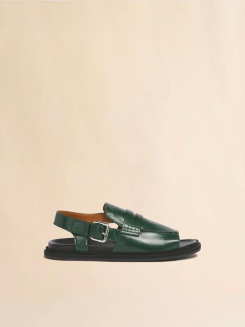 Marni GREEN LEATHER LOAFER SANDAL