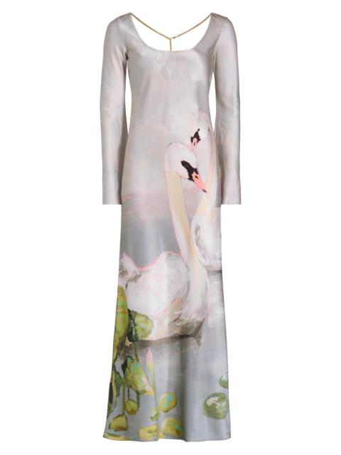 Acler Women's Callaly Swan Satin Scoopneck Maxi Dress - Swan Song