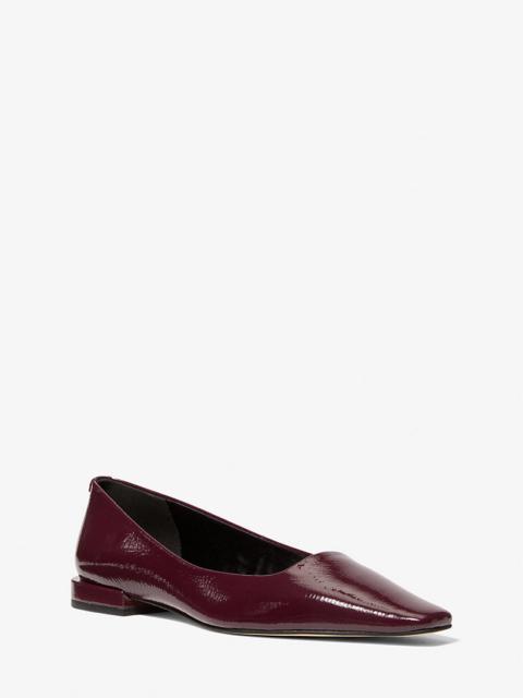 MICHAEL KORS Darrah Crackled Patent Leather Ballet Flat