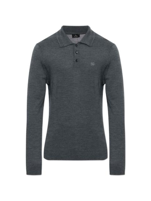 Etro Pegasus-embroidered long-sleeve polo shirt