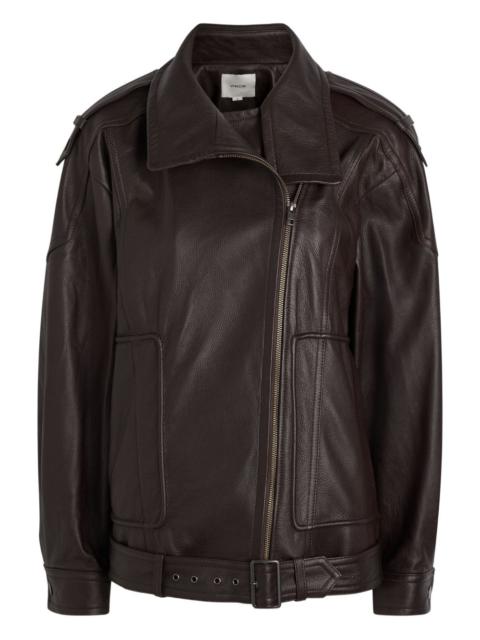 Vince panelled grained leather jacket