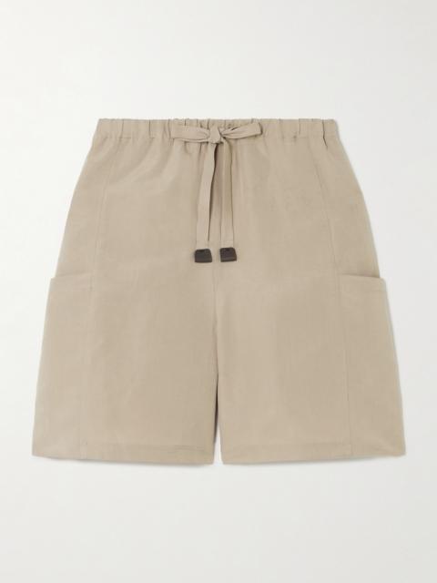 Max Mara Leather-trimmed Linen And Silk-blend Shorts