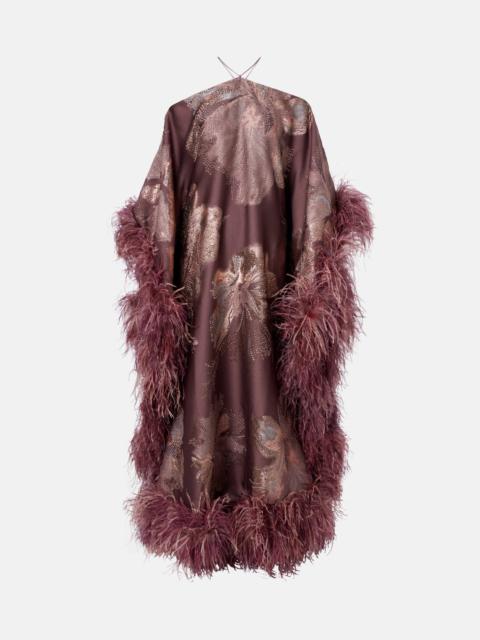 Taller Marmo Sza Sza Bloom feather-trimmed kaftan
