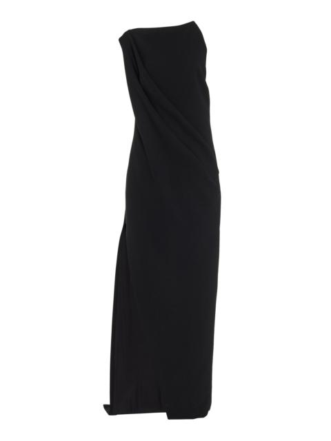 BRANDON MAXWELL The Alina Double-Wool Crepe Maxi Dress black