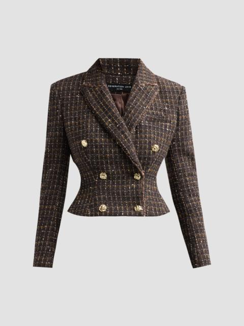 GENERATION LOVE Women's Aytul Cotton-Blend Tweed Crop Blazer - Brown Multi