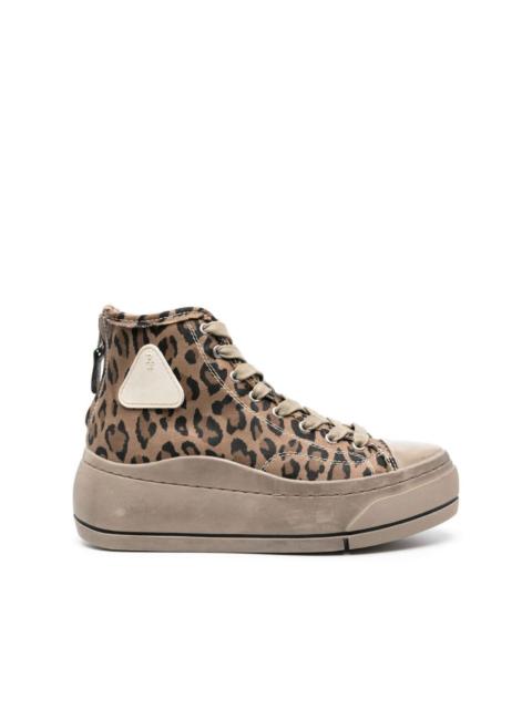 R13 leopard-print high-top trainers