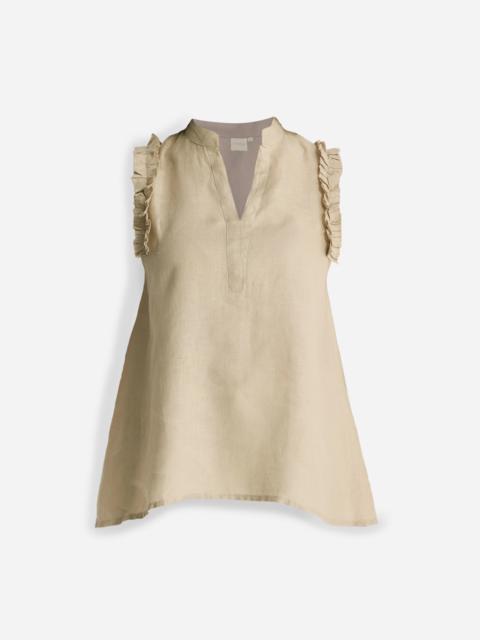 Madewell Reistor® Sleeveless 100% Hemp Top with Ruffles in Neutral Beige