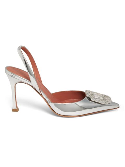 Amina Muaddi Women's Camelia 90MM Laminated Metallic Leather Slingback Pumps - Mirror Silver
