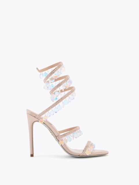 RENE CAOVILLA CHANDELIER POWDER PINK SANDAL WITH OVERSIZED CRYSTAL DROPS 105