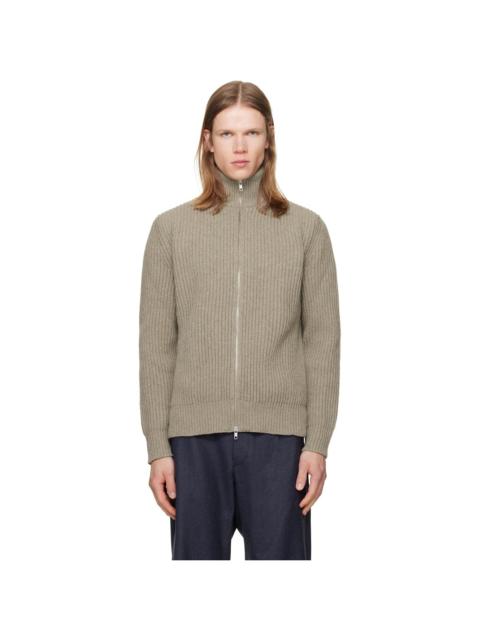 MM6 Maison Margiela Beige Ribbed Knit Sweater