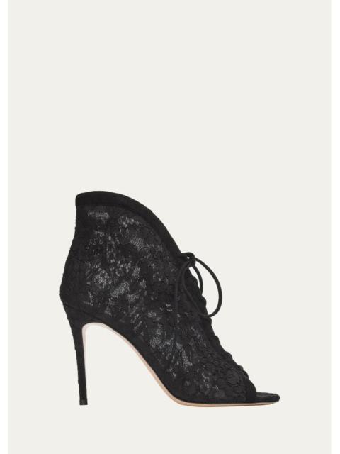 Gianvito Rossi 95mm Floral Lace Booties