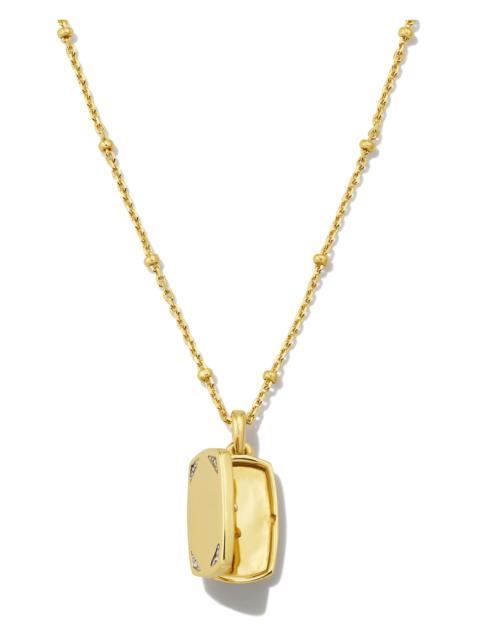 KENDRA SCOTT Tinsley 18k Gold Vermeil Tiny Locket Necklace in White Topaz
