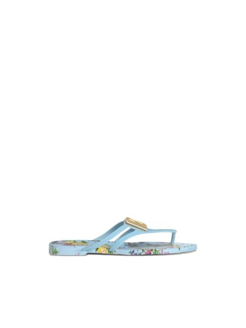 Dolce & Gabbana logo floral print flip-flops