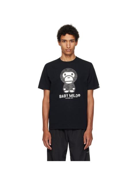 A BATHING APE® Black College Monogram Baby Milo T-shirt