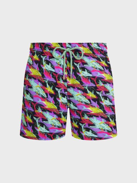 Vilebrequin MEN STRETCH SHORT SWIM TRUNKS WHALES OFFSET