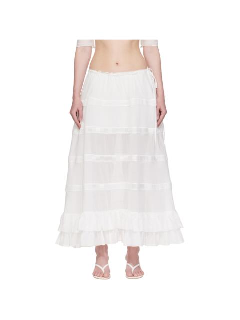 Mirror Palais White Mirage Bustle Midi Skirt