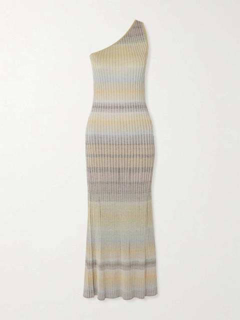 Missoni Mare one-shoulder striped ribbed-knit maxi dress