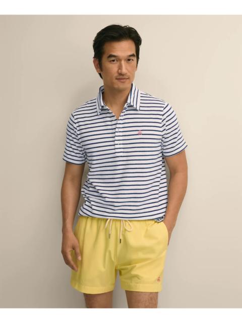 Brooks Brothers Cotton Blend Terry Cloth Stripe Polo Shirt