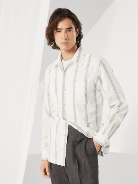Brunello Cucinelli Jacquard stripe easy fit guayabera