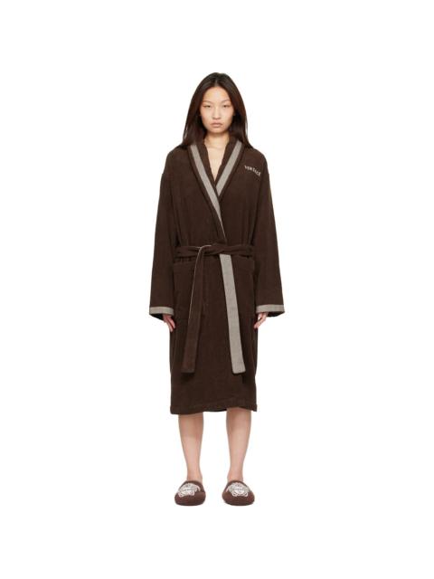 VERSACE Brown Cotton-Terry Jacquard Bathrobe