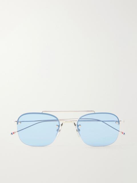 Thom Browne Aviator-Style Titanium Sunglasses Silver