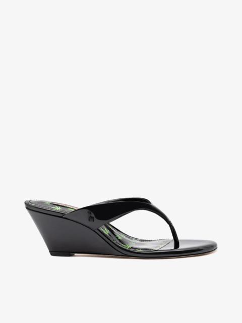 Larroudé Gaia Low Wedge Sandal Black Patent Leather