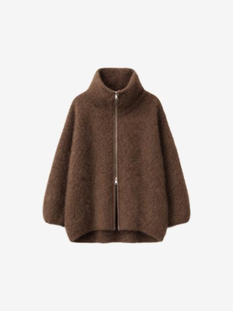 The Frankie Shop Lupa Fuzzy Zip-Up Cardigan - Brown