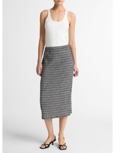 Vince Plaid Grid-Knit Midi Skirt
