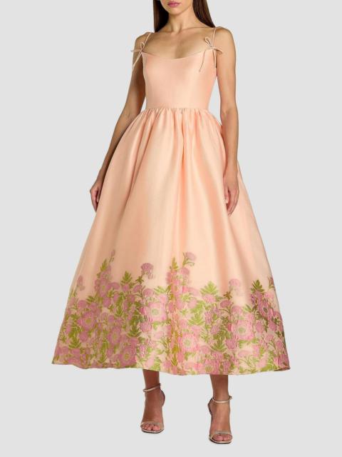 MAC DUGGAL Women's Brocade Organza Bow-Accented Midi-Dress - Pink Multi