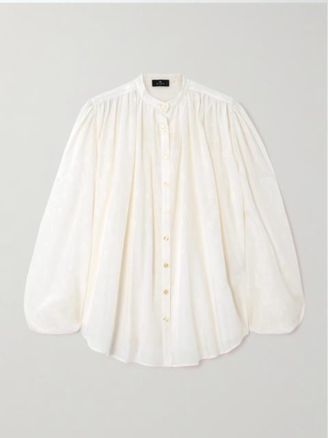 Etro Pleated Paisley-print Cotton And Silk-blend Blouse