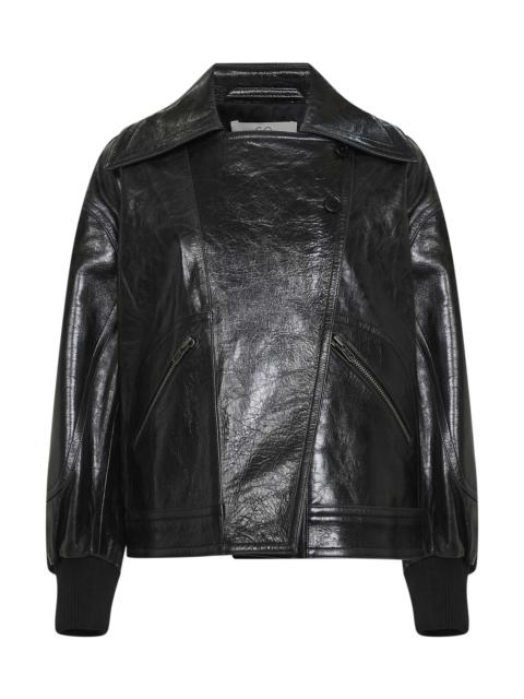 CO Black leather oversized bomber jacket
