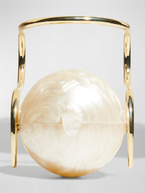 Cult Gaia Pearl Acrylic Metal Top-Handle Bag