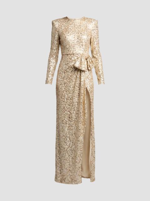 MAC DUGGAL Women's Sequined 3D Bow Column Gown - Champagne