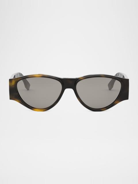 FENDI Men's FF Squared Acetate Oval Sunglasses