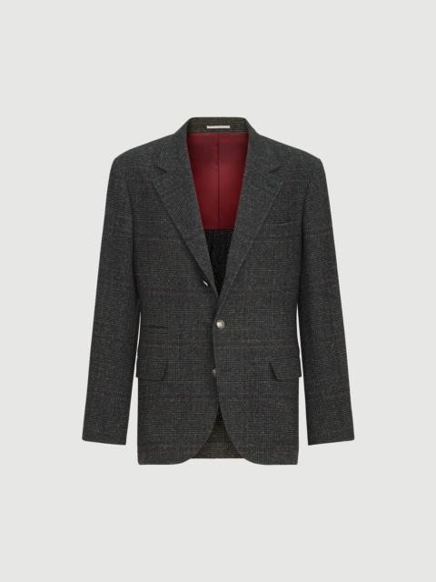 Brunello Cucinelli Silk, wool and cashmere Prince of Wales flannel deconstructed blazer