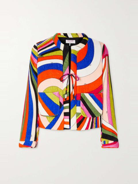 Padded printed cotton-terry jacket