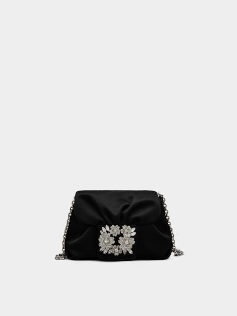 RV Bouquet Strass Buckle Drapé Micro Bag in Satin